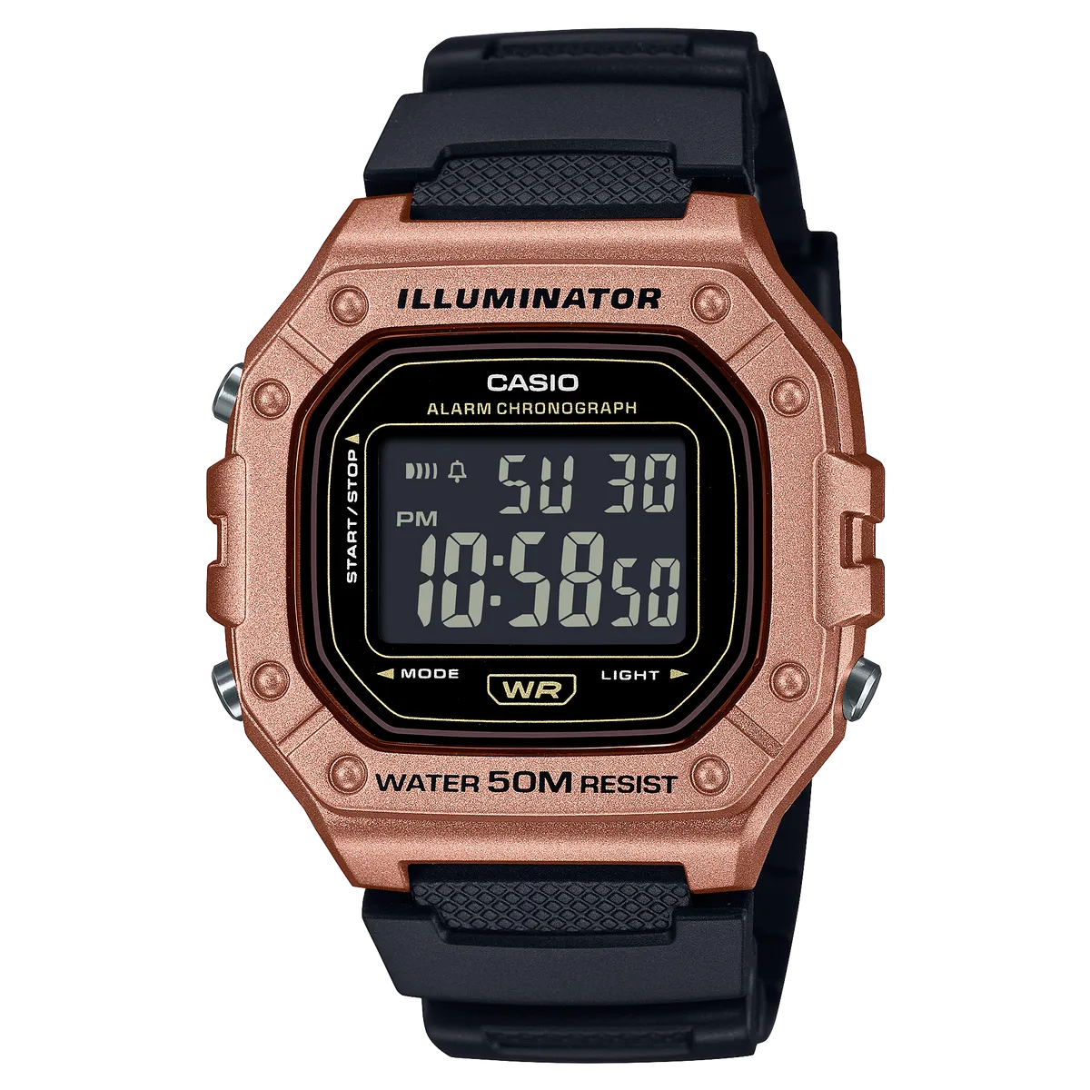W-218HM-5BVDF_Casio – Men – BLACK/ROSEGOLD – 43.2MM – QuartzBLACK/ROSEGOLD