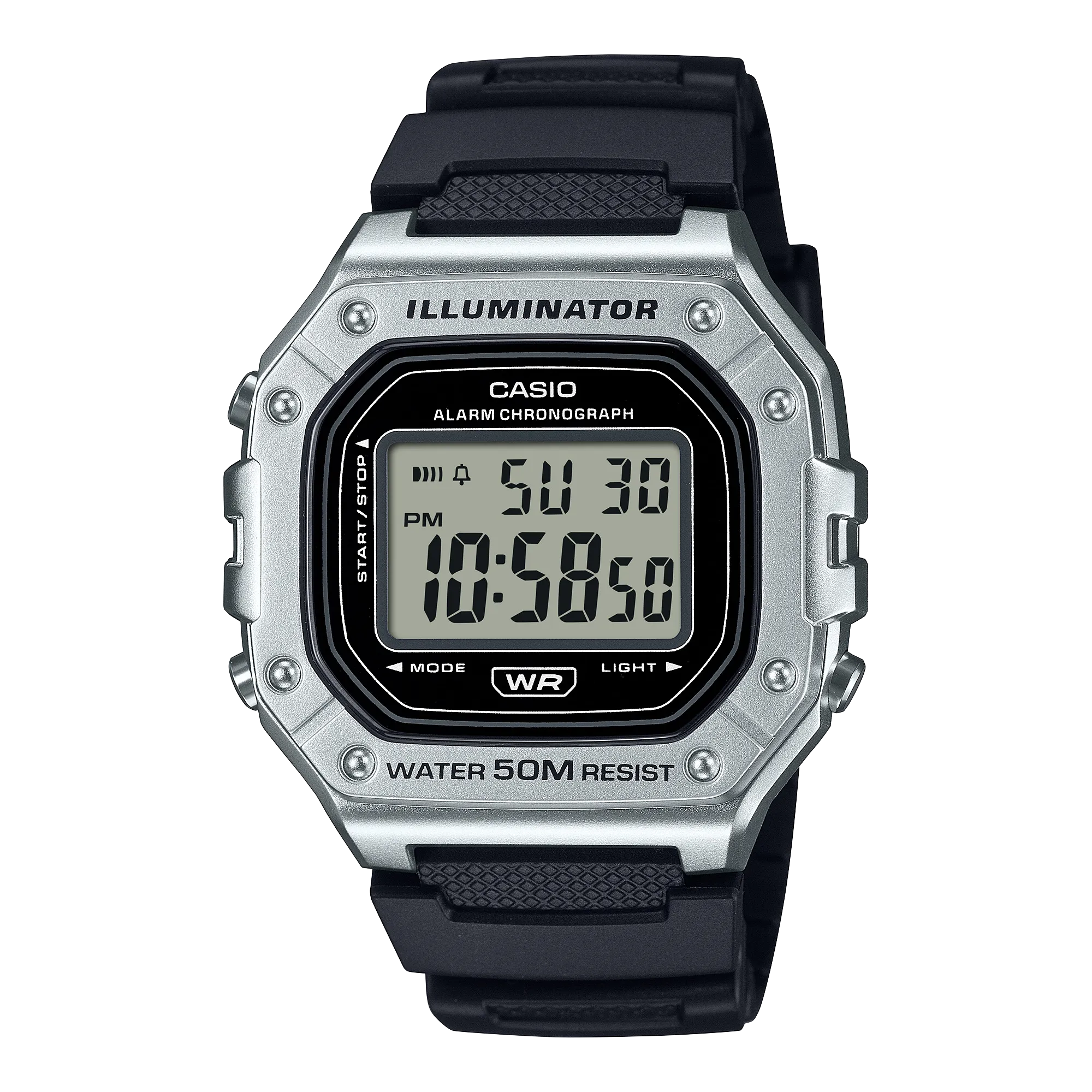 W-218HM-7AVDF_Casio – Men – BLACK/SILVER – 43.2MM – QuartzBLACK/SILVER