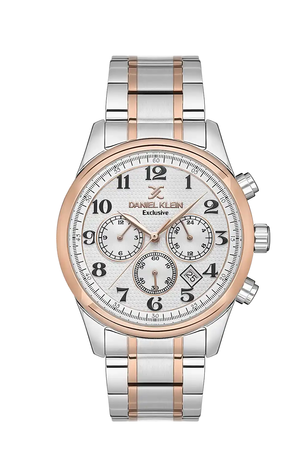 Daniel Klein - DK.1.13637-5 - Men's Watch – Silver Dial – 43mm – QuartzIPS/IP Pink R.Gold