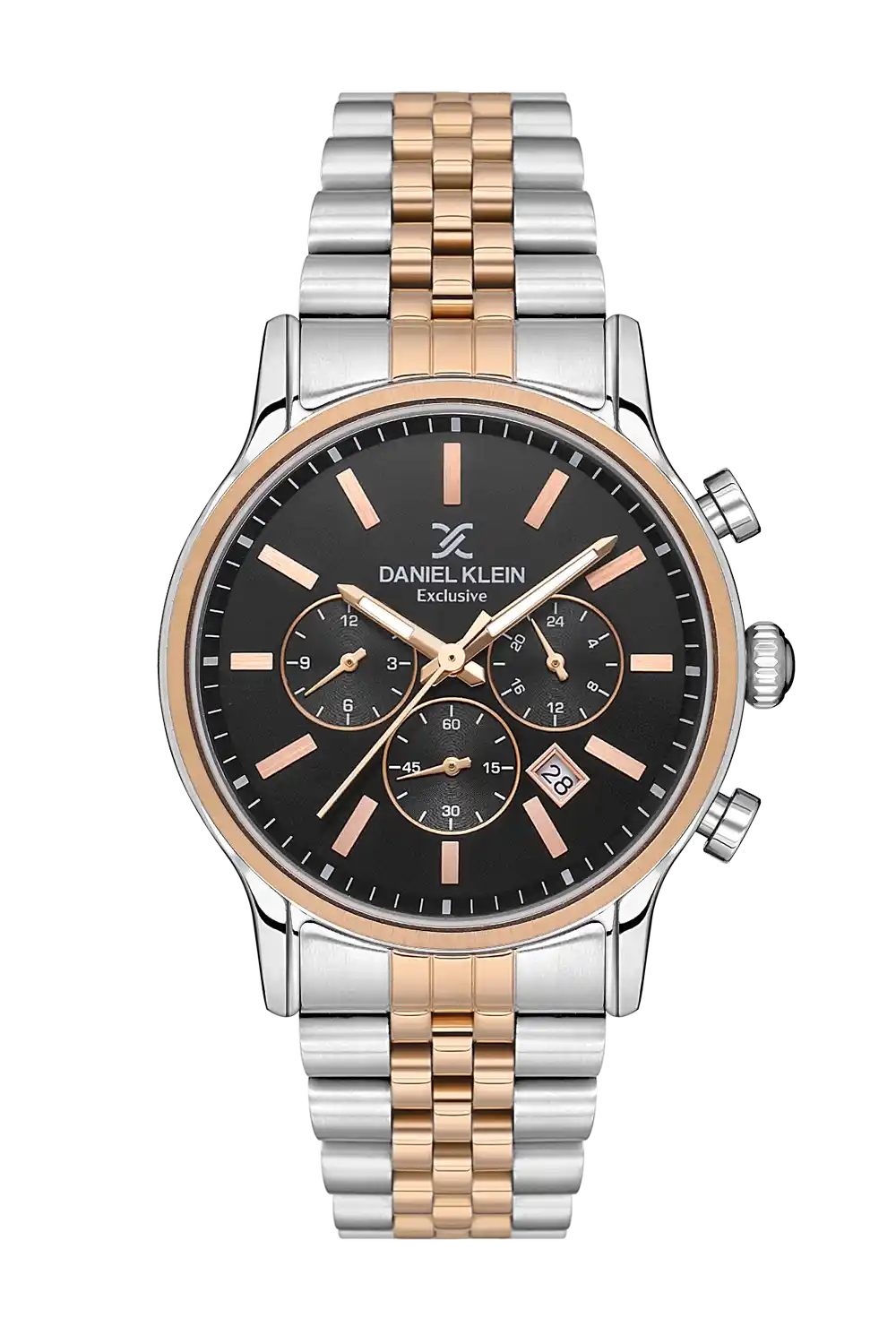 Daniel Klein - DK.1.13646-5 - Men's Watch – Gun Black Dial – 43mm – QuartzIPS/IP Pink R.Gold