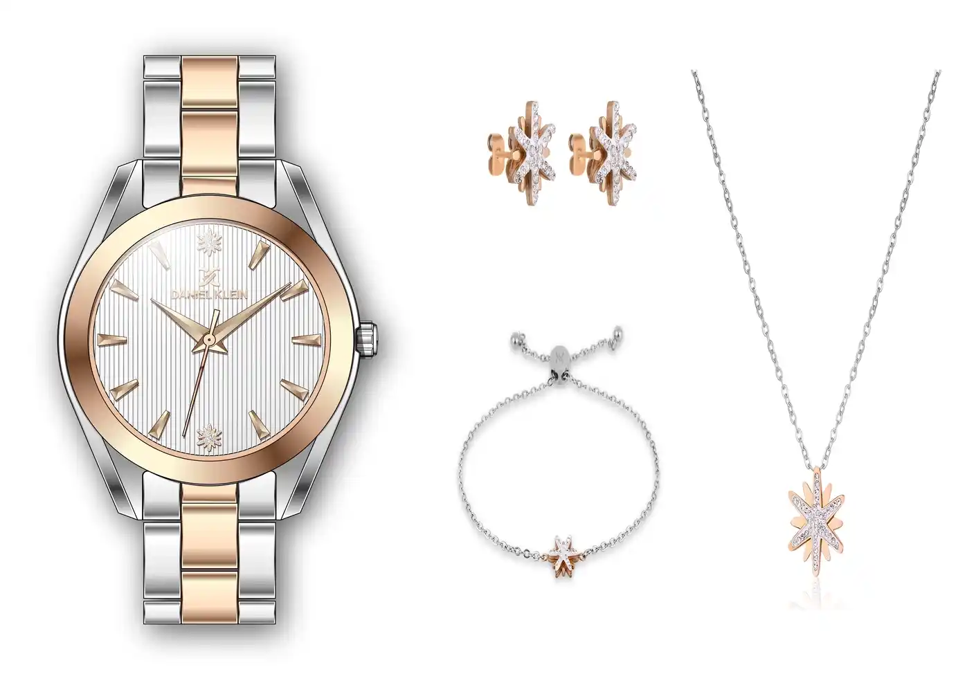 Daniel Klein - DK.1.13688-5 - Women's Watch – Silver Dial – 32mm – QuartzIPS/IP Pink R.Gold