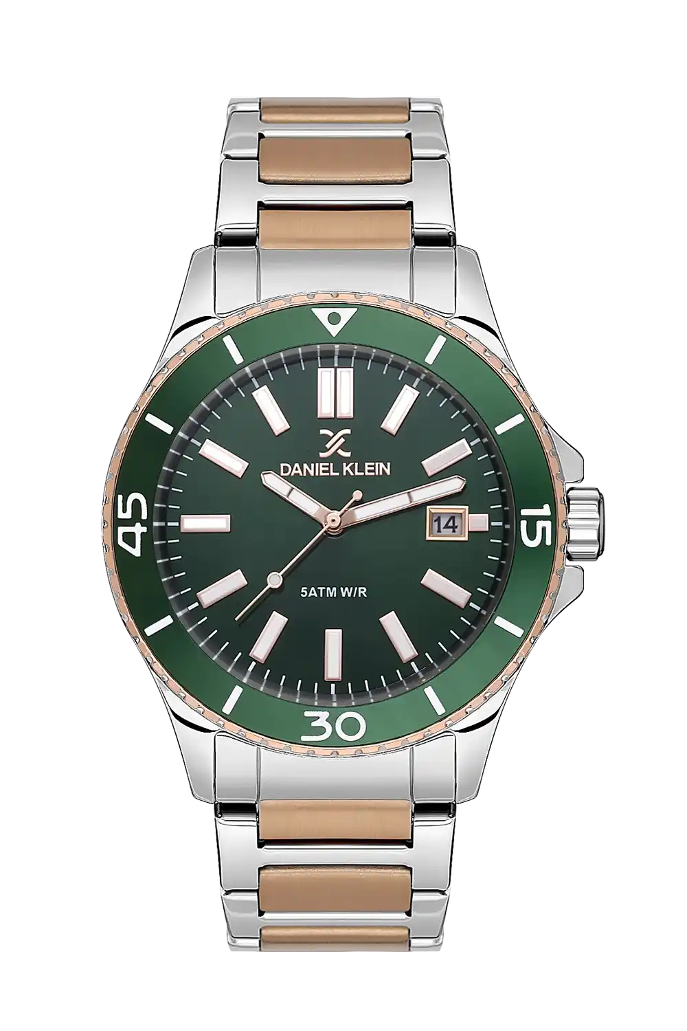 Daniel Klein - DK.1.13694-5 - Men's Watch – D.Green Dial – 43mm – QuartzIPS/IP Pink R.Gold