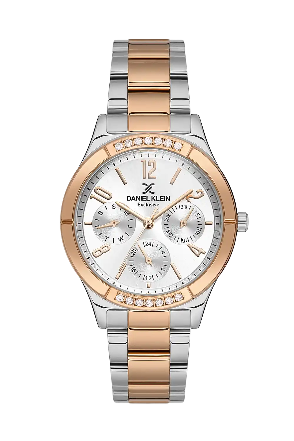 Daniel Klein - DK.1.13501-5 - Women's Watch – Silver Dial – 34MM – QuartzIPS/IP Pink R.Gold