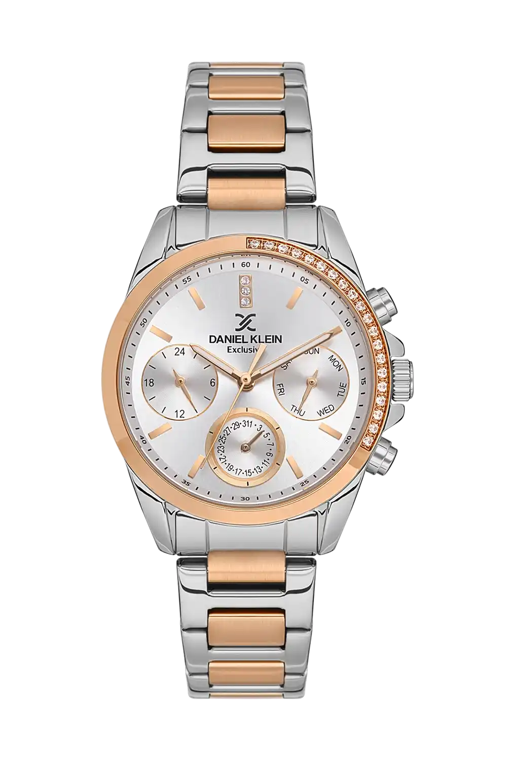 Daniel Klein - DK.1.13512-5 - Women's Watch – Silver Dial – 37MM – QuartzIPS/IP Pink R.Gold