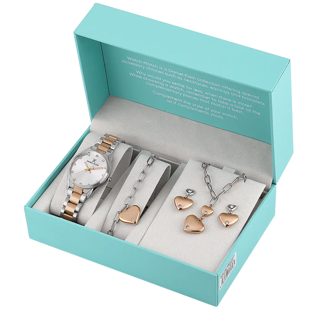 Daniel Klein - DK.1.13570-4 - Women's Watch – Silver Dial – 34MM – QuartzIPS/IP Pink R.Gold