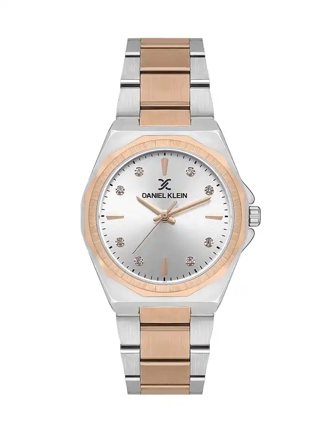 Daniel Klein - DK.1.13611-6 - Women's Watch – Silver Dial – 34mm – QuartzIPS/IP Pink R.Gold