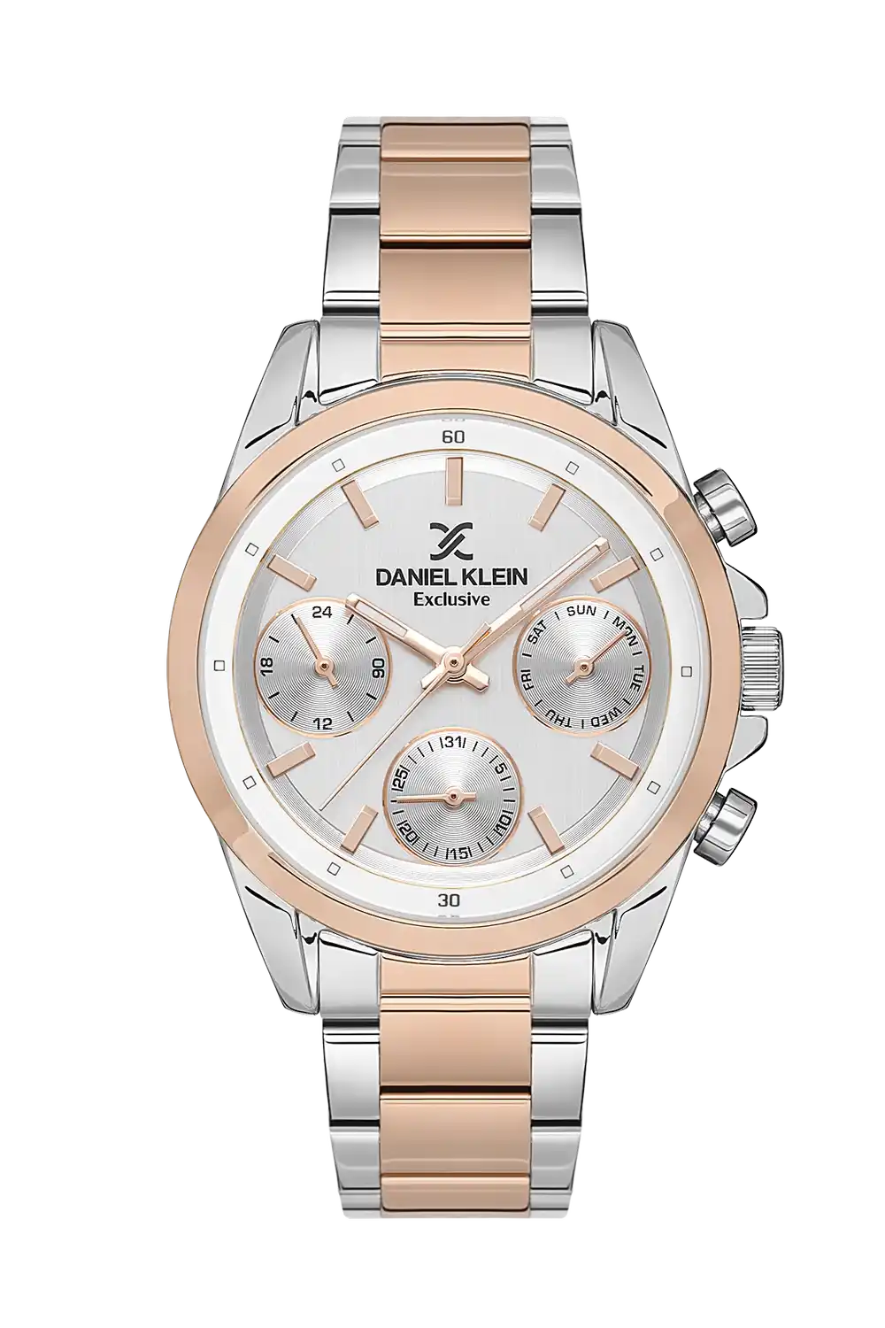 Daniel Klein - DK.1.13613-5 - Women's Watch – Silver Dial – 37mm – QuartzIPS/IP Pink R.Gold