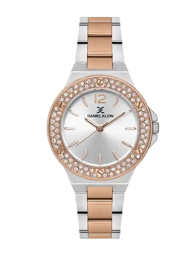 Daniel Klein - DK.1.13618-4 - Women's Watch – Silver Dial – 34mm – QuartzIPS/IP Pink R.Gold